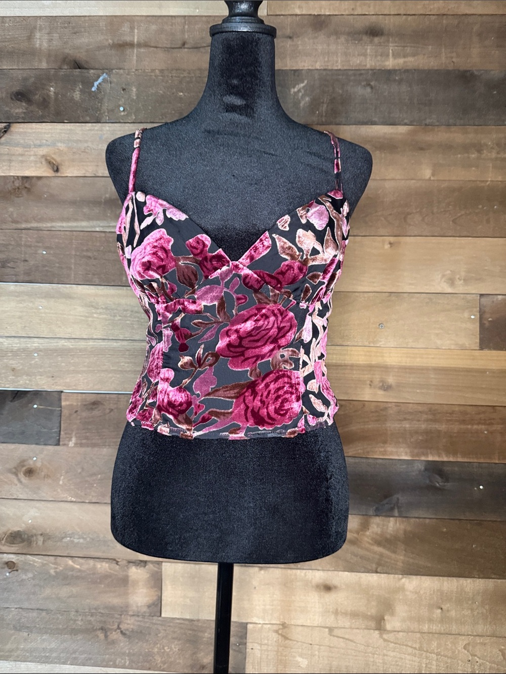superdown Wine Pink Floral Velvet Camisole